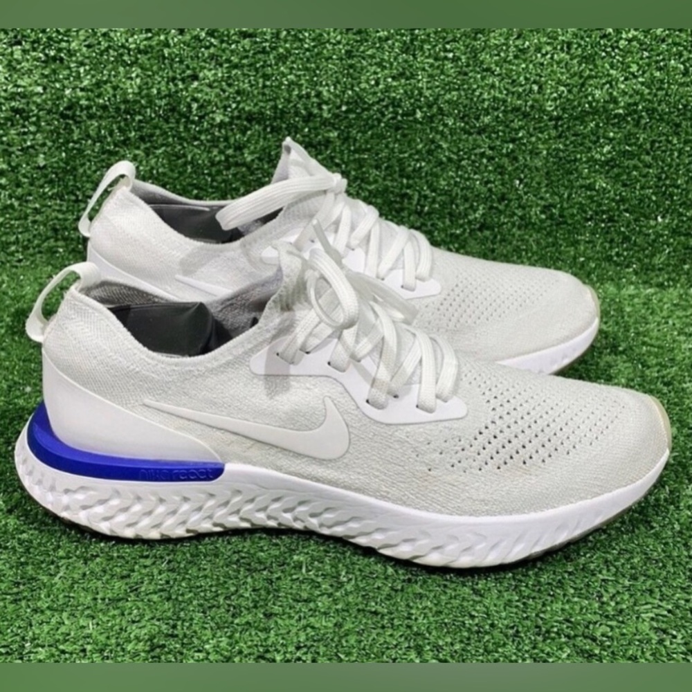 Nike Epic React Flyknit Women's Running Shoes Size 9.5 White Blue AQ0070-100